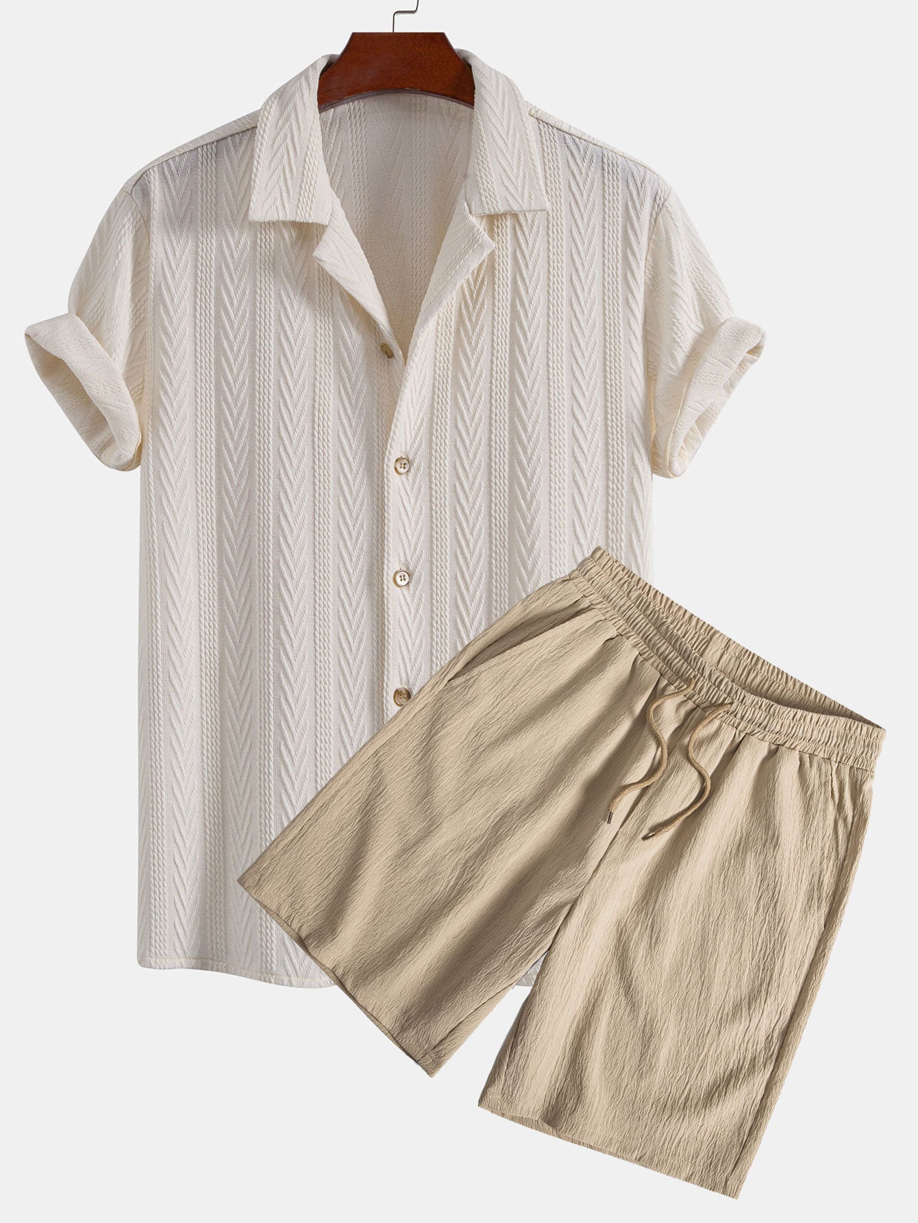 Gordon® | Texture Jacquard Cuban Shirt & Crinkled Textured Drawstring Shorts