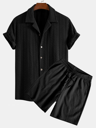 Gordon® | Texture Jacquard Cuban Shirt & Crinkled Textured Drawstring Shorts