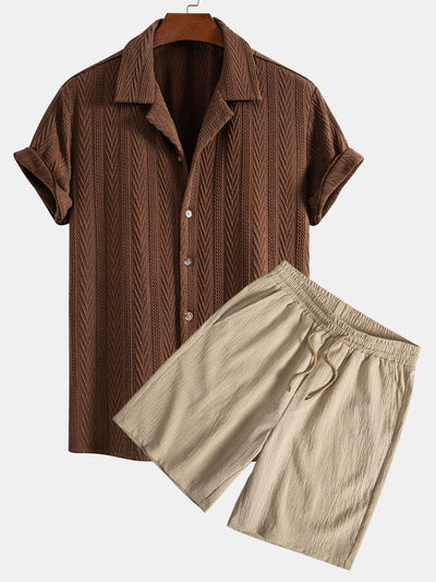 Gordon® | Texture Jacquard Cuban Shirt & Crinkled Textured Drawstring Shorts