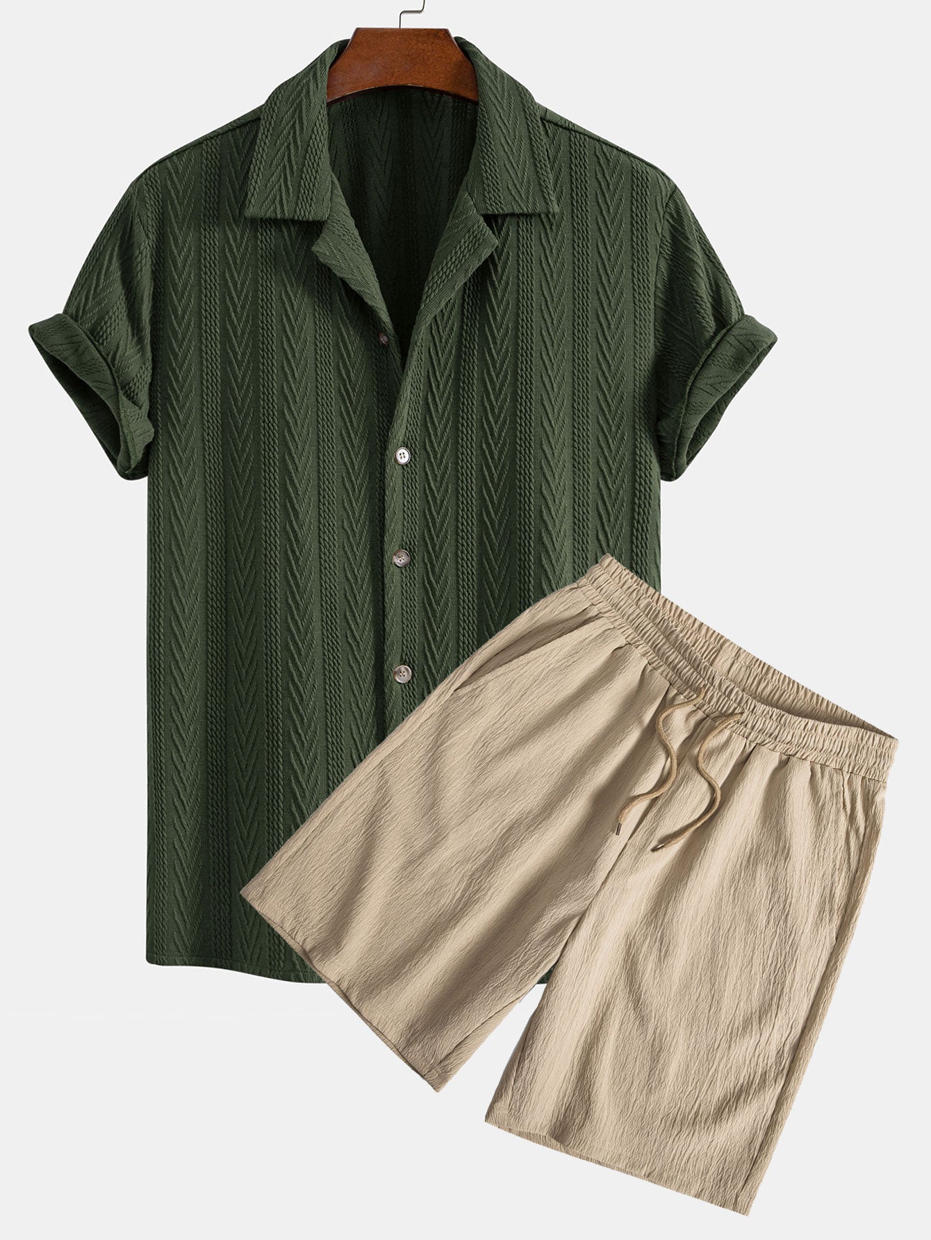 Gordon® | Texture Jacquard Cuban Shirt & Crinkled Textured Drawstring Shorts