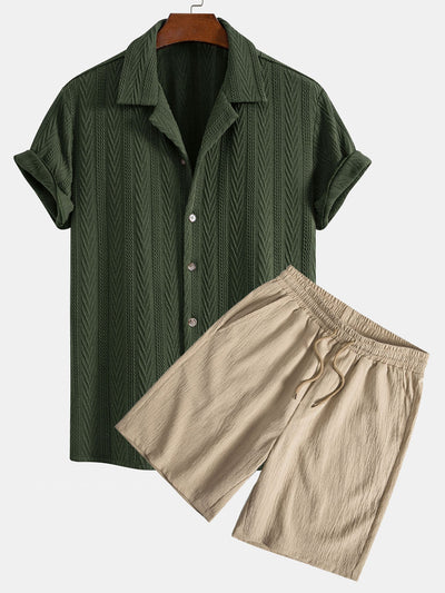 Gordon® | Texture Jacquard Cuban Shirt & Crinkled Textured Drawstring Shorts