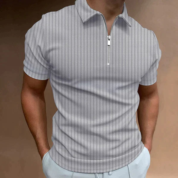 Maxim | Sporty men's polo shirt with stripes and zip