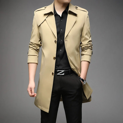 Otis | Elegant men's trench coat – classic coat with shoulder details