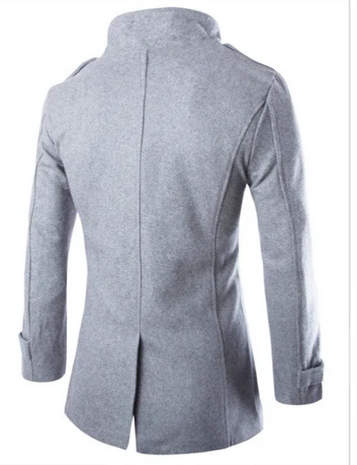 Paladio | Men's wool coat elegant double-breasted with epaulettes