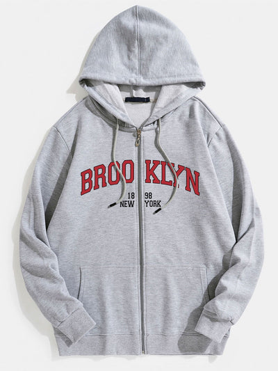 Eric | Brooklyn Print Zip Through Hoodie