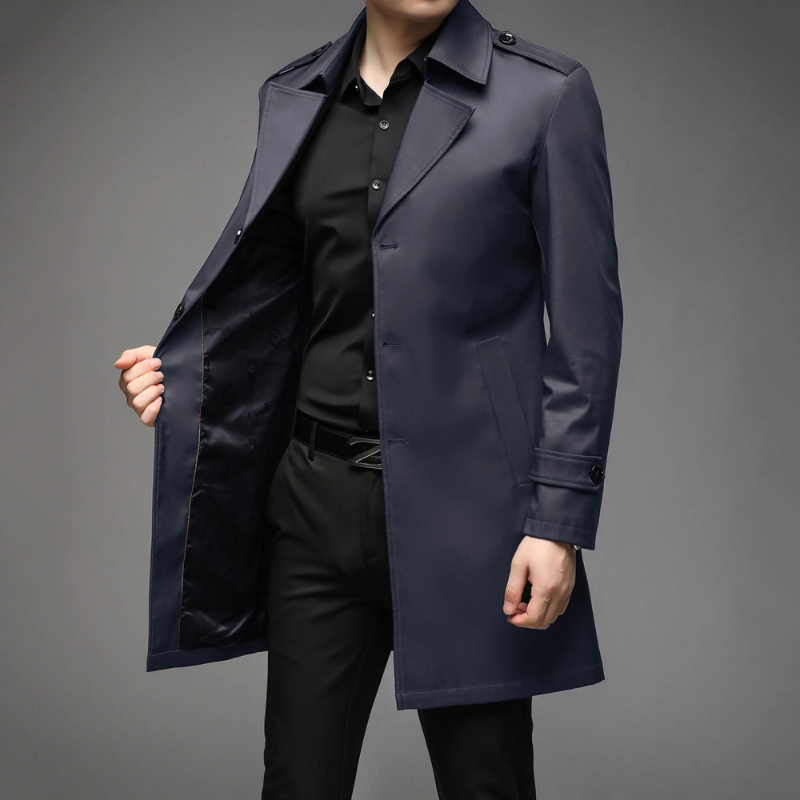 Otis | Elegant men's trench coat – classic coat with shoulder details