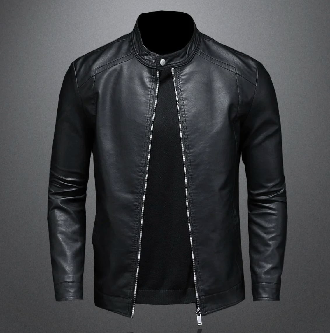 Lancelot | Minimalist black leather jacket for men with slim design