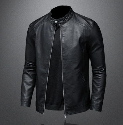 Lancelot | Minimalist black leather jacket for men with slim design