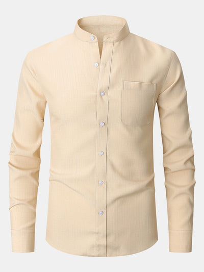 Leandro® | Long Sleeve Textured Stand Collar Shirt
