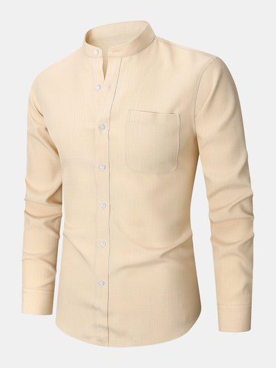 Leandro® | Long Sleeve Textured Stand Collar Shirt