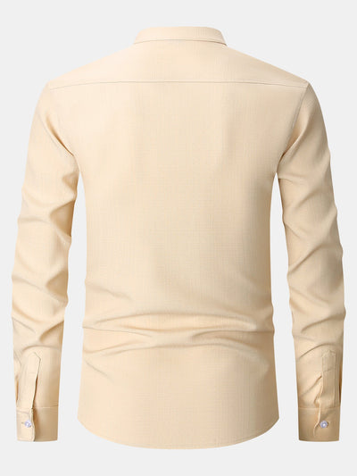 Leandro® | Long Sleeve Textured Stand Collar Shirt