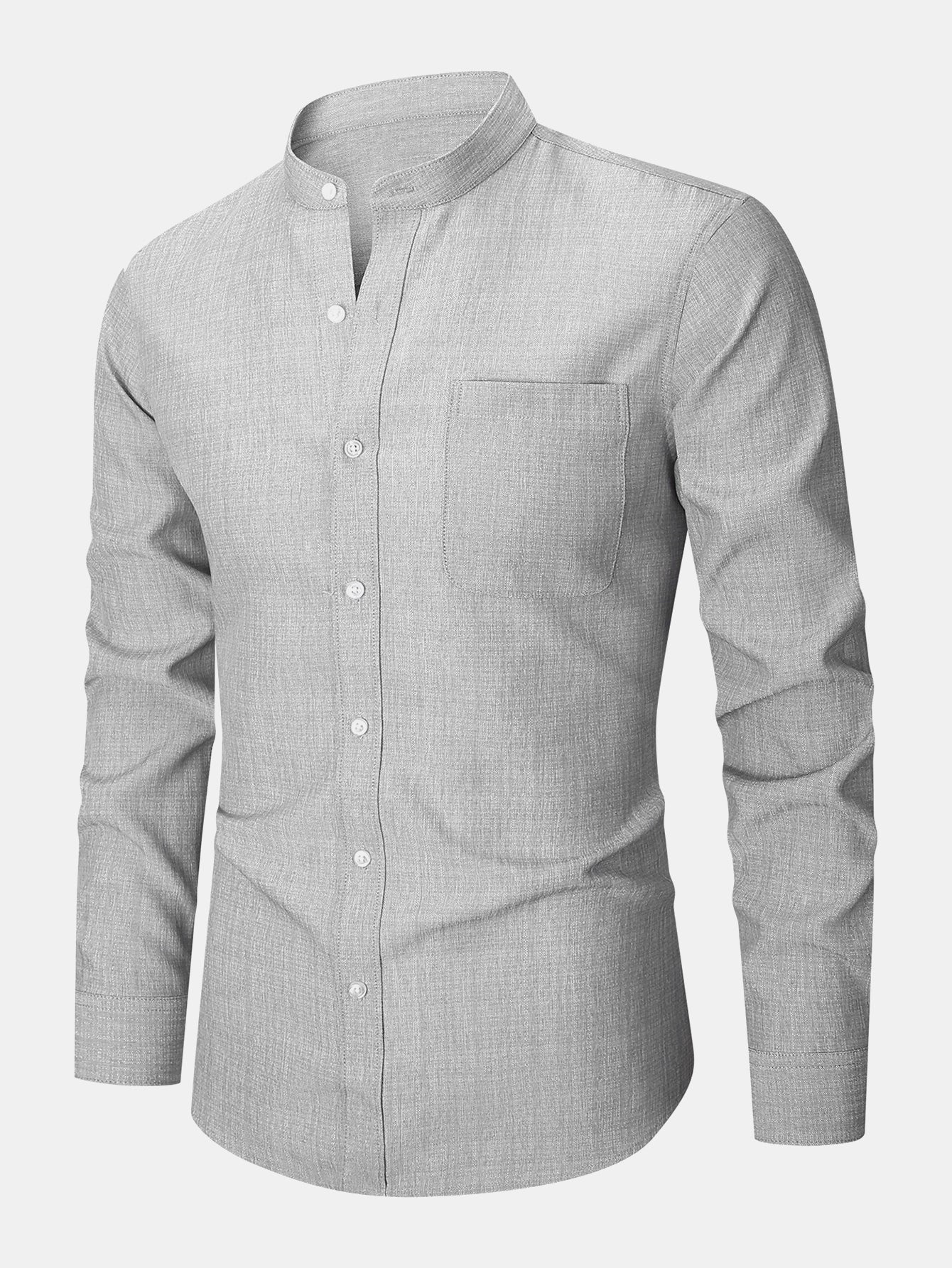 Leandro® | Long Sleeve Textured Stand Collar Shirt