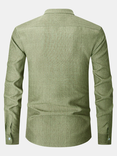 Leandro® | Long Sleeve Textured Stand Collar Shirt