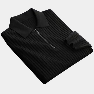 Huxley® | Men'S Knitted Polo Shirt With Zip