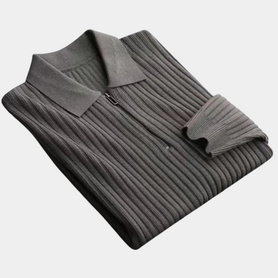 Huxley® | Men'S Knitted Polo Shirt With Zip