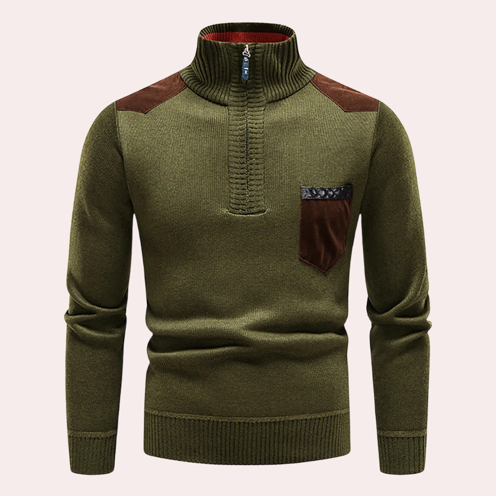 Caleb® | Timeless elegance half-zip sweater for men