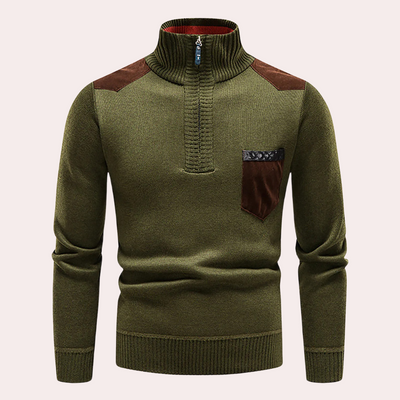 Caleb® | Timeless elegance half-zip sweater for men