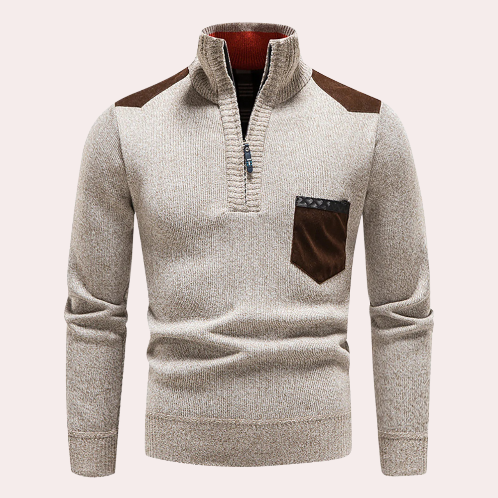 Caleb® | Timeless elegance half-zip sweater for men