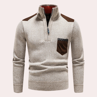 Caleb® | Timeless elegance half-zip sweater for men