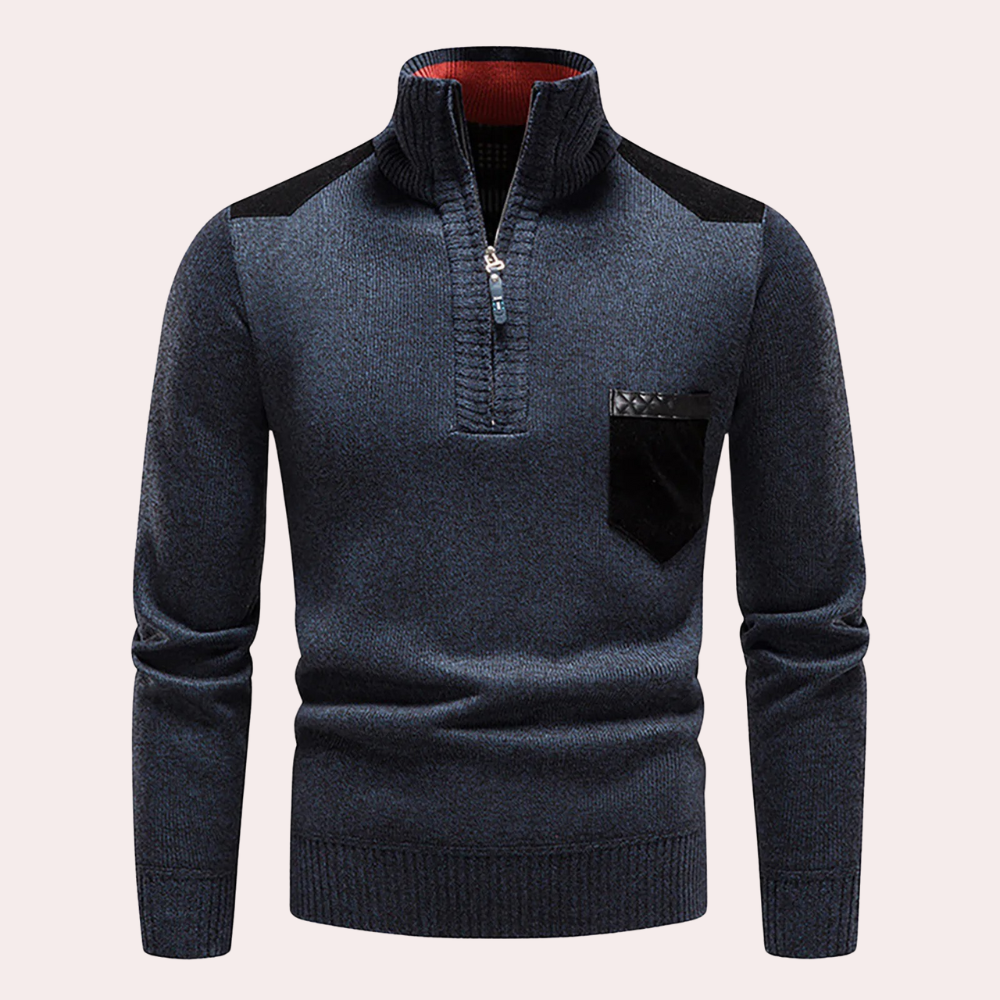 Caleb® | Timeless elegance half-zip sweater for men