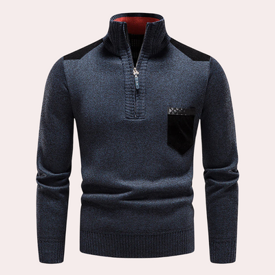 Caleb® | Timeless elegance half-zip sweater for men