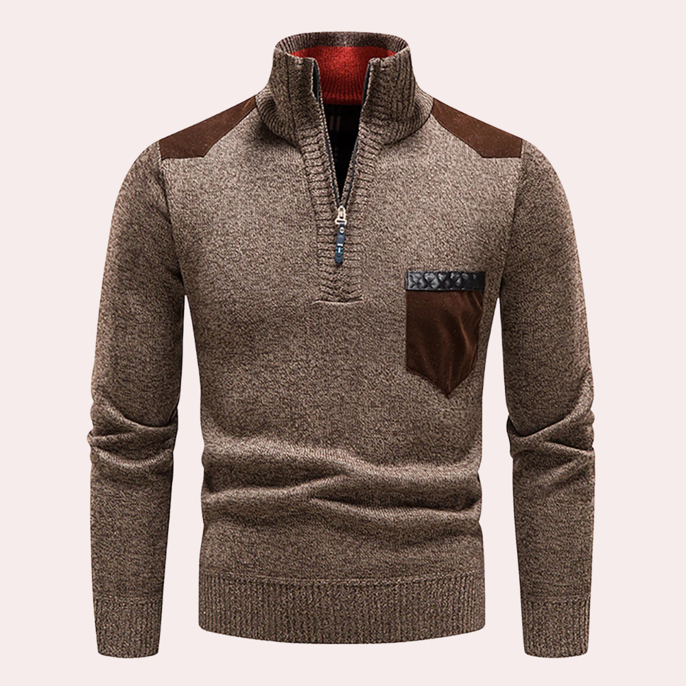 Caleb® | Timeless elegance half-zip sweater for men