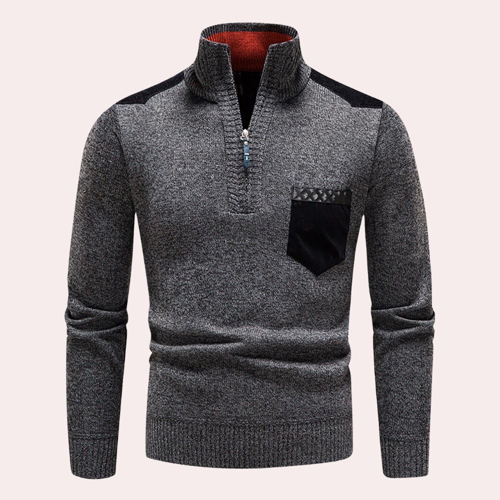 Caleb® | Timeless elegance half-zip sweater for men
