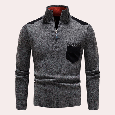 Caleb® | Timeless elegance half-zip sweater for men