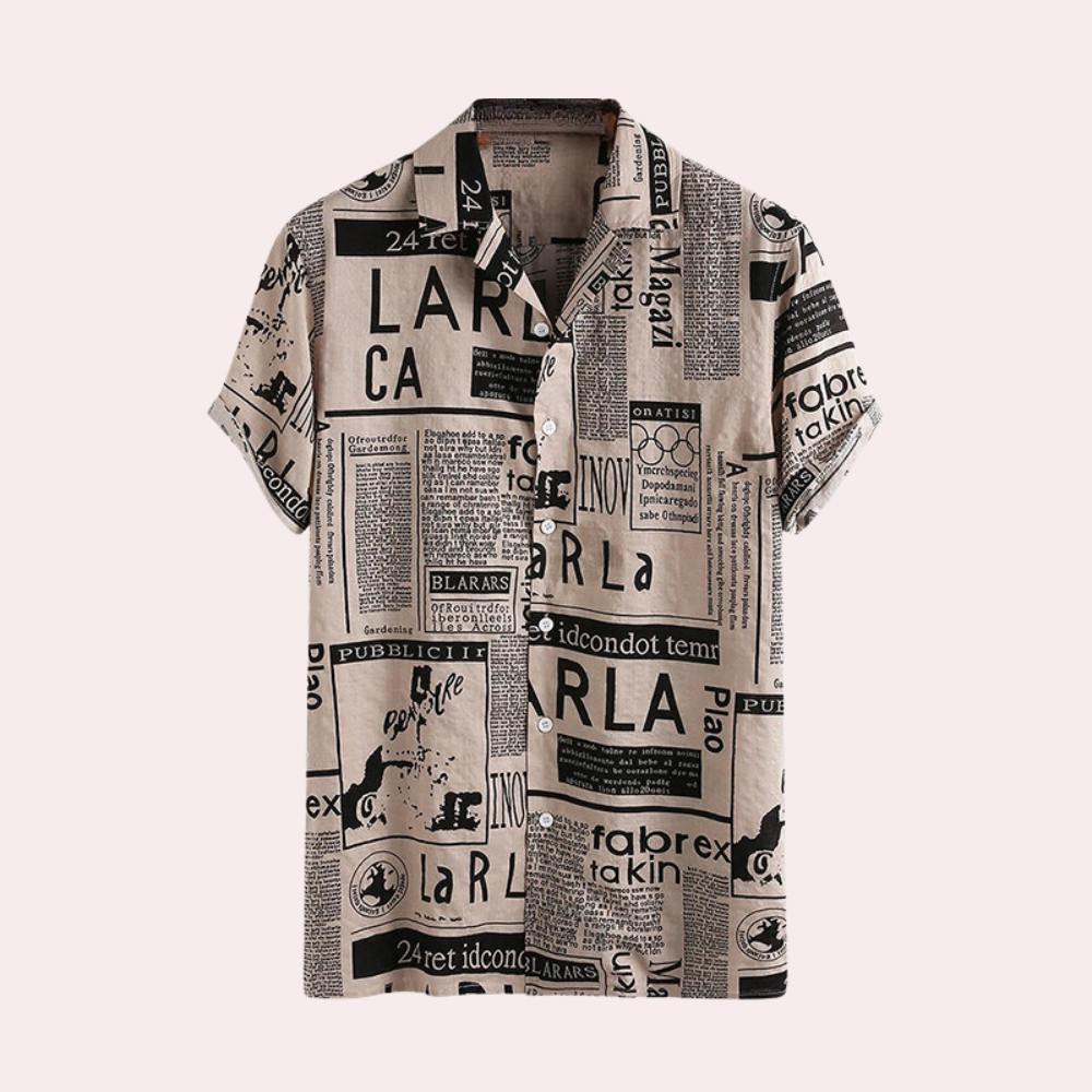 Cooper® | Modern Men'S Shirt With Newspaper Print