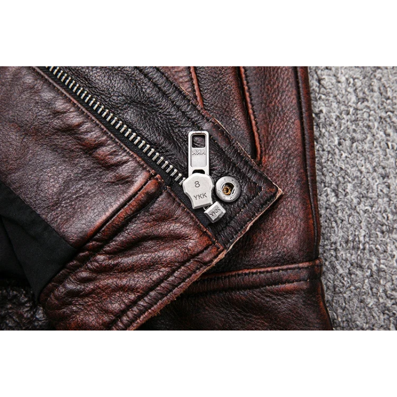 Théo | Elegant men's genuine leather jacket with zipper and buttons