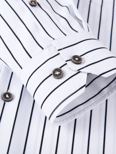 Kian® | Long Sleeve Stripe Pocket Button Up Shirt