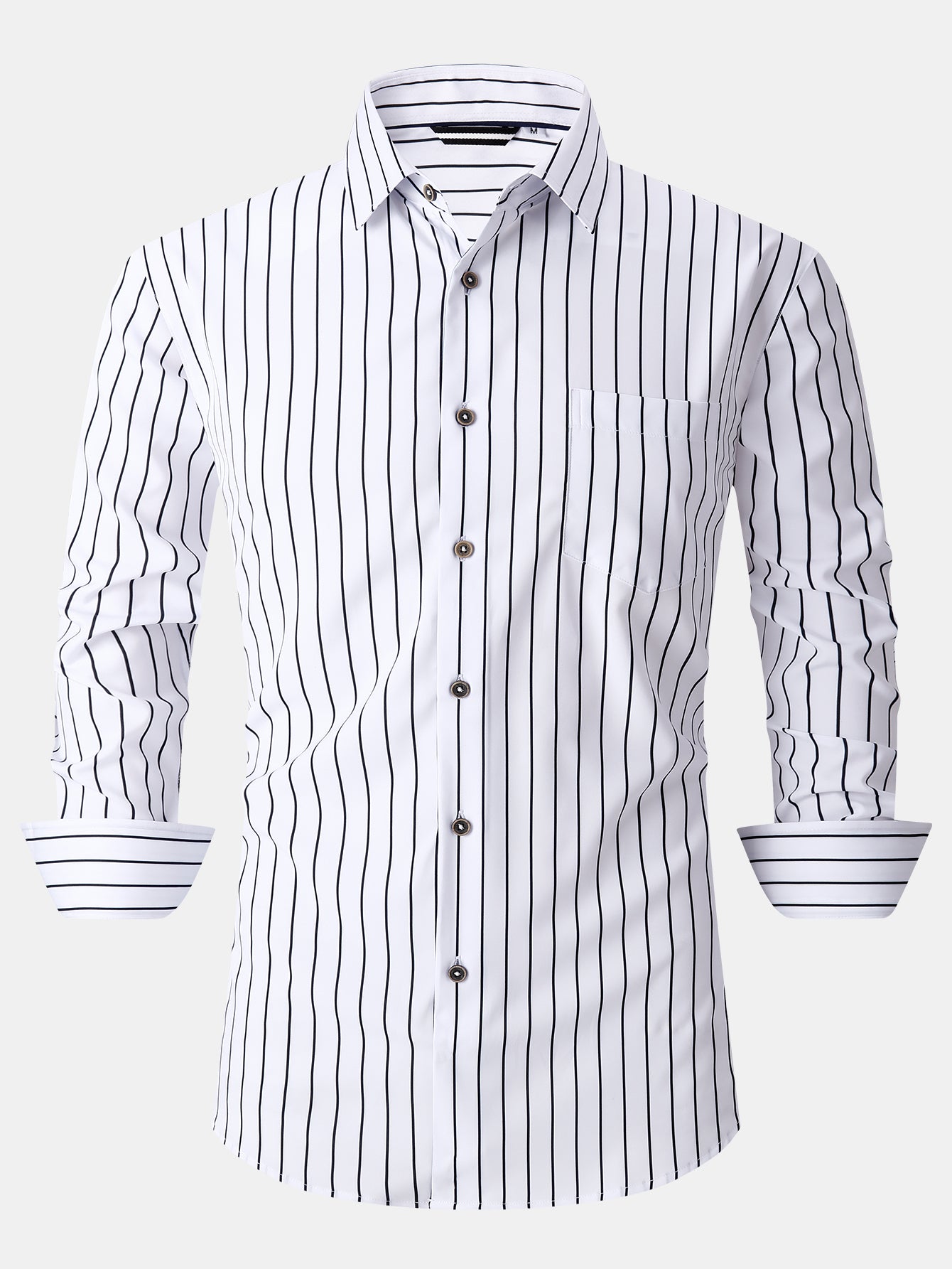 Kian® | Long Sleeve Stripe Pocket Button Up Shirt
