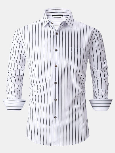Kian® | Long Sleeve Stripe Pocket Button Up Shirt