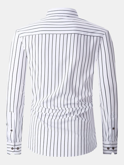 Kian® | Long Sleeve Stripe Pocket Button Up Shirt