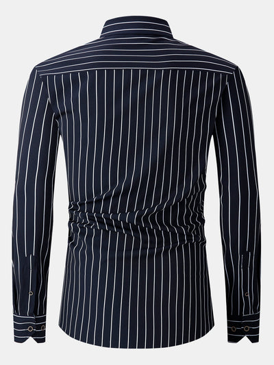 Kian® | Long Sleeve Stripe Pocket Button Up Shirt