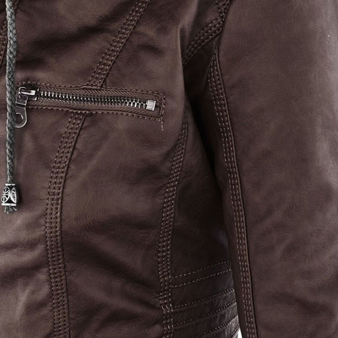 Scout | Modern leather hooded jacket