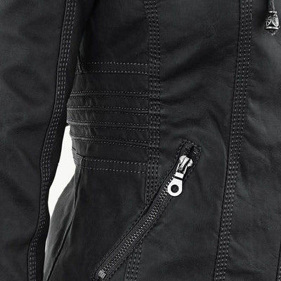 Scout | Modern leather hooded jacket