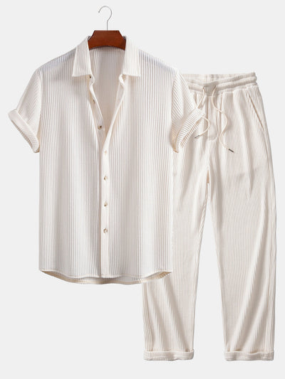 Isaac® | Waffle Button Up Shirt & Drawstring Knitted Waffle Pants