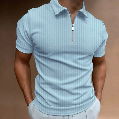 Maxim | Sporty men's polo shirt with stripes and zip