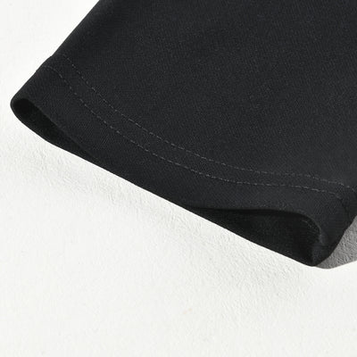 Men's Fax Leather Stitchingip-p Rond Neck Long-sleeved T-shirt（Internal T-shirt not inclded)