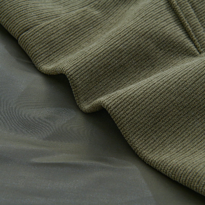 Men's Vine Cordroy Stand Collar Single Breasted SliShort Coat