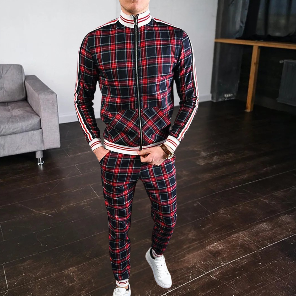 Tadeo® | Stylish checked tracksuit for men