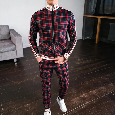 Tadeo® | Stylish checked tracksuit for men