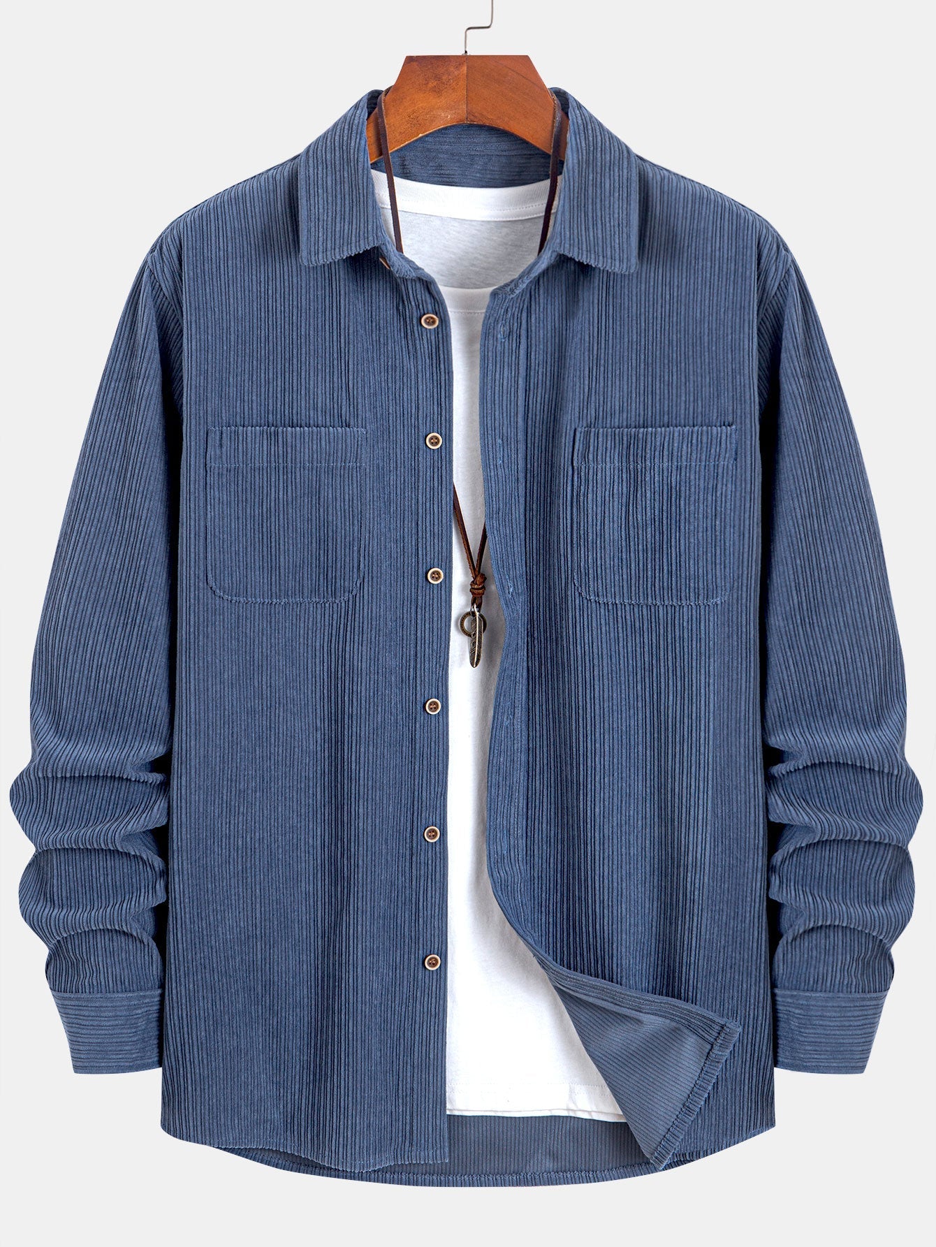 Kareem® | Long Sleeve Corduroy Pocket Button Up Shirt