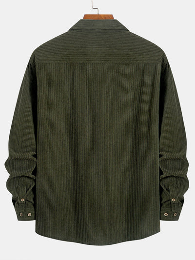 Kareem® | Long Sleeve Corduroy Pocket Button Up Shirt