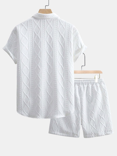 Ulises® | Twist Geometry Jacquard Button Up Shirt & Drawstring Shorts