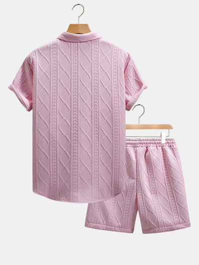 Ulises® | Twist Geometry Jacquard Button Up Shirt & Drawstring Shorts