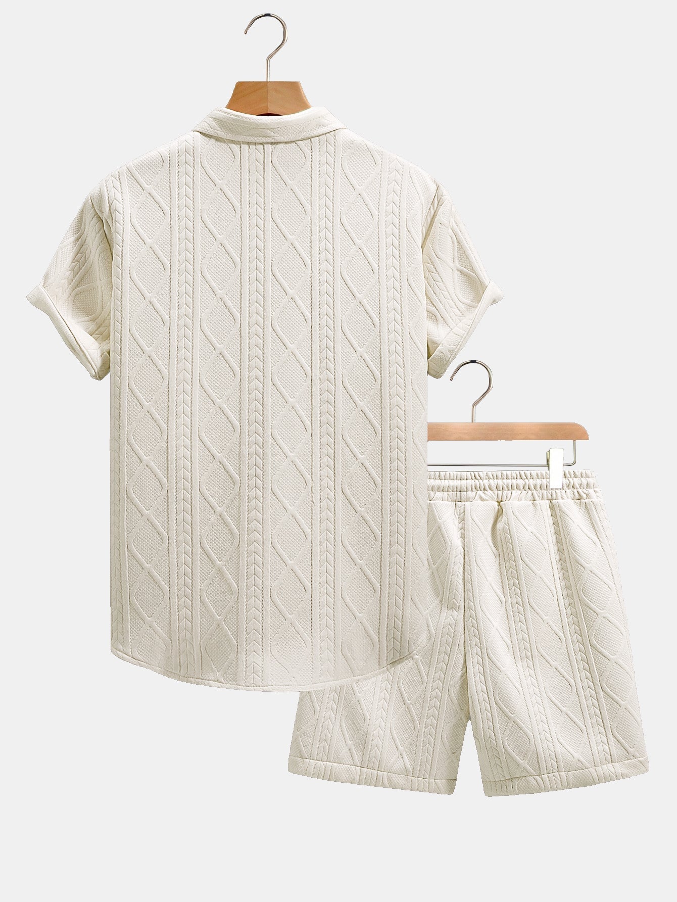 Ulises® | Twist Geometry Jacquard Button Up Shirt & Drawstring Shorts