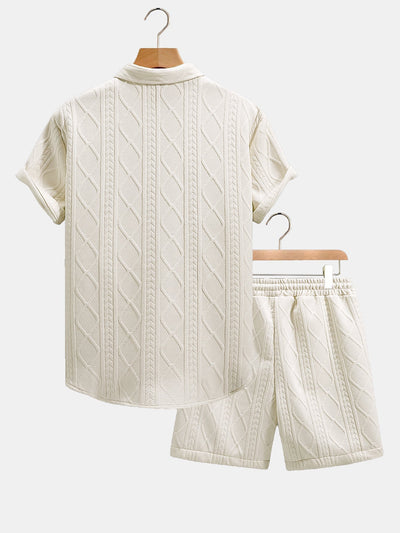 Ulises® | Twist Geometry Jacquard Button Up Shirt & Drawstring Shorts