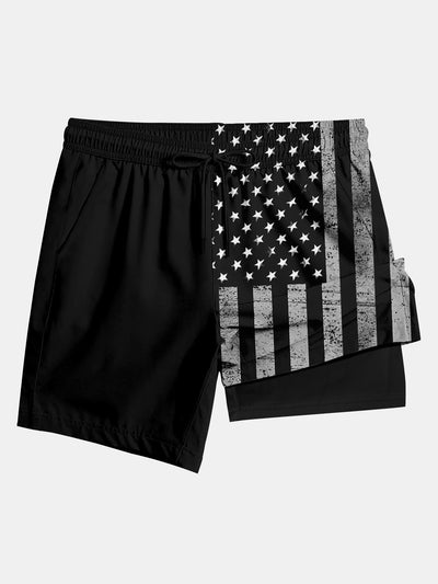 Abel | 2 In 1 Stars And Stripes Print Swim Shorts